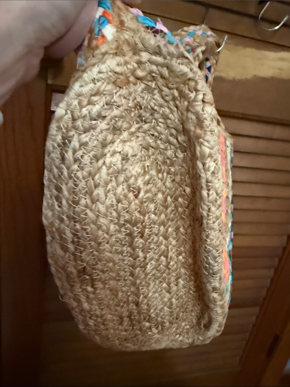Antik Kraft Rainbow Braided Straw Tote with Natural Trim - Picture 3 of 3